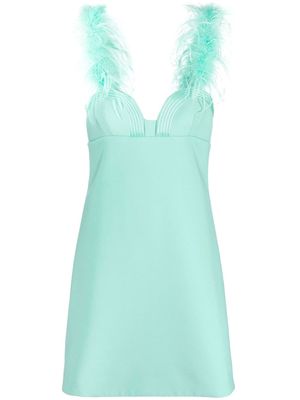 Elie Saab feather-detail sweetheart-neck dress - Green