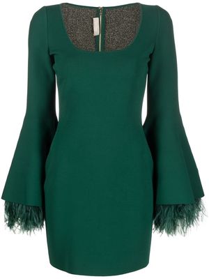 Elie Saab feather-detailed knit dress - Green