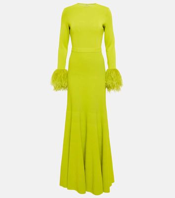 Elie Saab Feather-trimmed jersey gown