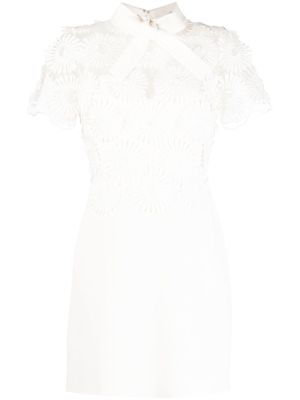 Elie Saab floral-embroidered minidress - White
