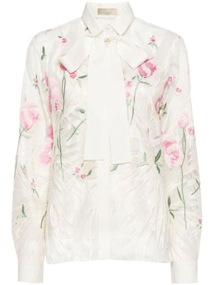 Elie Saab floral-embroidered shirt - White