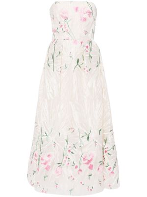 Elie Saab floral-embroidered tulle gown - White
