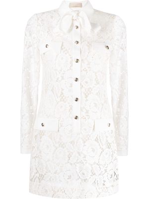 Elie Saab floral lace minidress - White