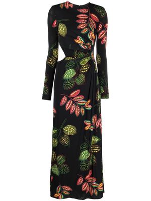 Elie Saab floral-print cut-out dress - Black