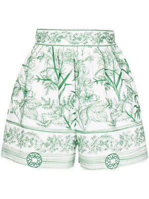 Elie Saab floral-print high-waist shorts - White