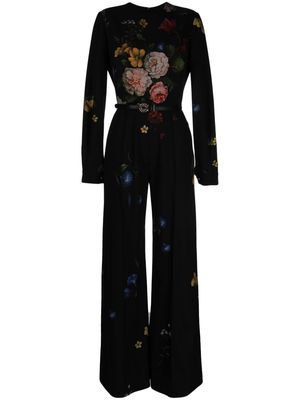 Elie Saab floral-print silk jumpsuit - Black