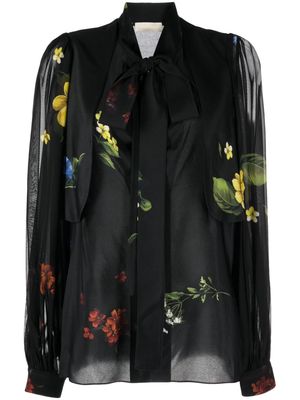 Elie Saab floral-print silk shirt - Black