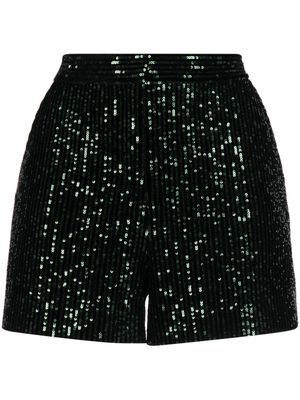 Elie Saab high-waist sequinhigh-waist sequinned shortsned shorts - Black
