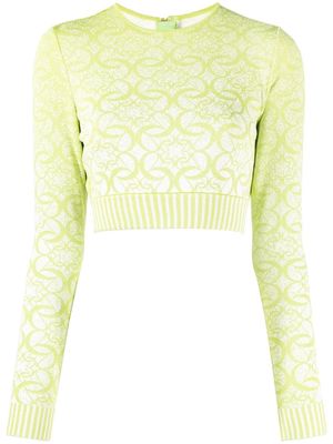 Elie Saab intarsia-knit cropped jumper - Green