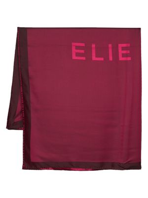 Elie Saab jacquard logo-motif silk scarf - Red