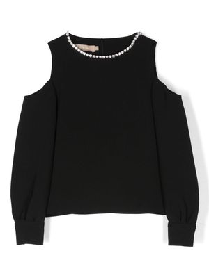ELIE SAAB JUNIOR crystal-embellished cut-out sweatshirt - Black