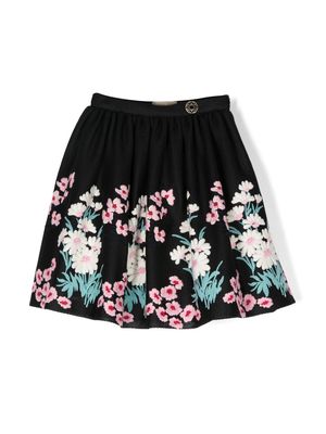 ELIE SAAB JUNIOR embroidered floral skirt - Black