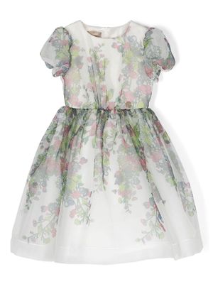 ELIE SAAB JUNIOR floral-print tulle flared dress - White