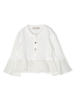 ELIE SAAB JUNIOR ruffled cotton-silk cardigan - White