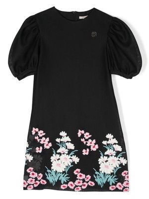 ELIE SAAB JUNIOR TEEN floral-embroidered dress - Black