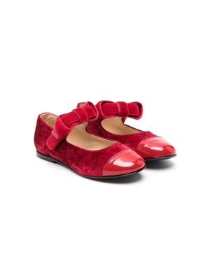 ELIE SAAB JUNIOR touch-strap leather ballerina shoes - Red