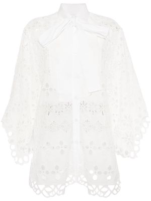 Elie Saab lace-embroidered cotton shirt - White
