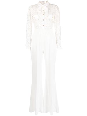 Elie Saab lace flared jumpsuit - White