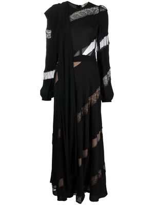 Elie Saab lace-panelled silk midi dress - Black
