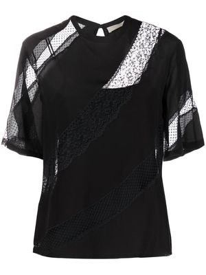 Elie Saab lace-panelled T-shirt - Black