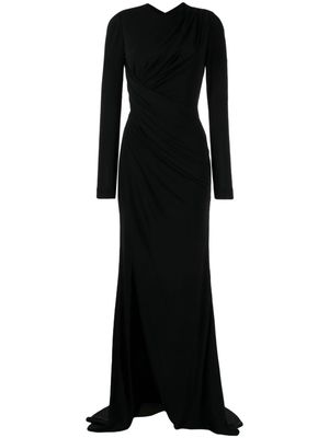 Elie Saab long-sleeve draped gown - Black