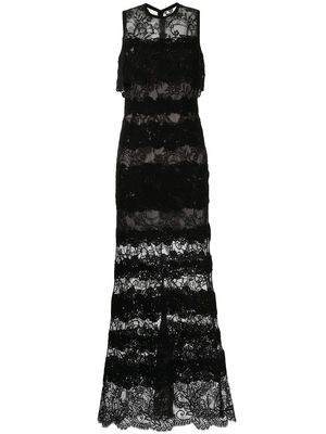 Elie Saab Macrame lace-panelled sleeveless gown - Black