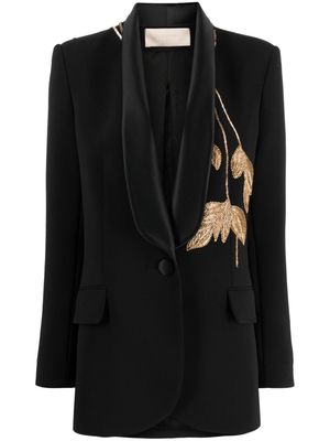 Elie Saab metallic leaf-embroidered blazer - Black