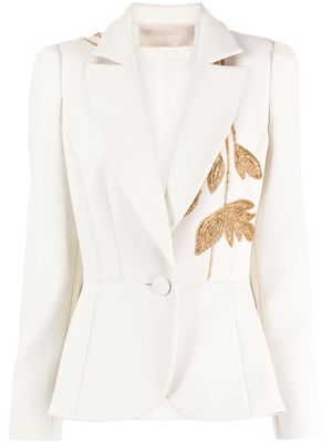 Elie Saab metallic leaf-embroidered blazer - Neutrals