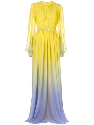 Elie Saab ombré-effect georgette gown - Yellow