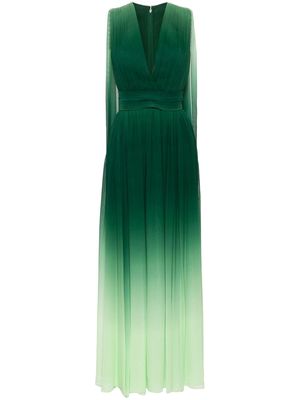 Elie Saab ombré pleated gown - Green