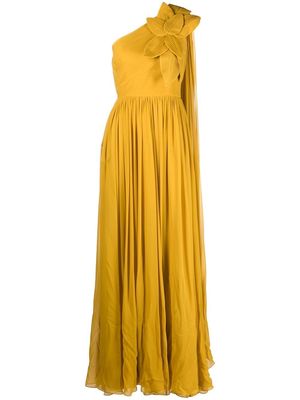 Elie Saab one-shoulder silk gown - Yellow