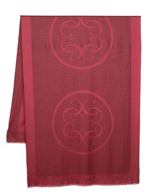 Elie Saab patterned-jacquard fringed scarf - Red