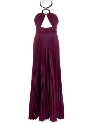 Elie Saab pleated cut-out gown - Red