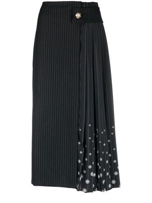Elie Saab pleated pinstripe midi skirt - Black