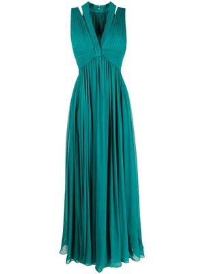 Elie Saab pleated silk maxi dress - Green
