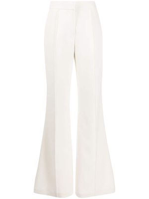 Elie Saab pressed-crease cady flared trousers - White
