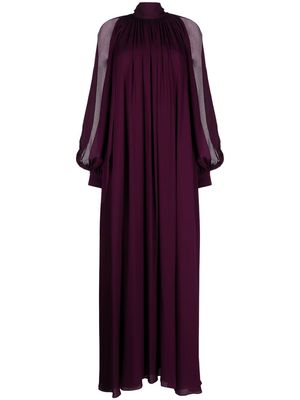 Elie Saab pussy-bow silk gown - Purple