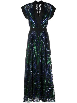 Elie Saab sequin-embellished V-neck dress - Black