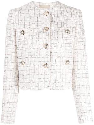 Elie Saab sequinned tweed jacket - Neutrals