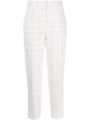 Elie Saab sequinned tweed trousers - Neutrals