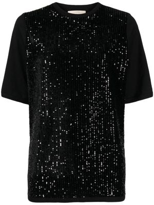 Elie Saab sequinned velvet T-shirt - Black
