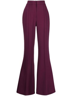 Elie Saab silk-crepe flared trousers - Purple