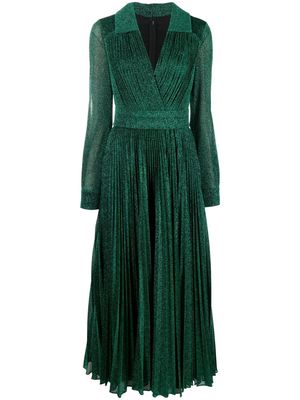 Elie Saab silk long flared dress - Green