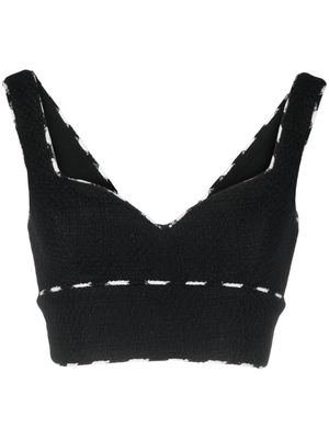 Elie Saab sleeveless tweed crop top - Black