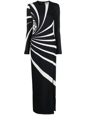Elie Saab striped jersey gown - Black