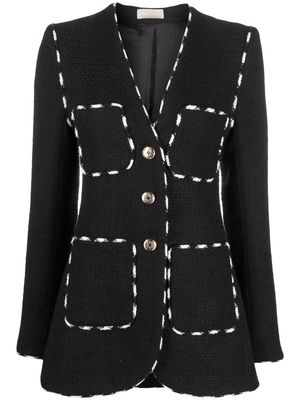 Elie Saab two-tone tweed blazer - Black