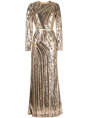 Elie Saab Wave sequin-embellished maxi dress - Gold