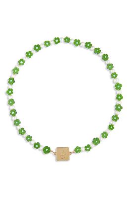 Éliou Amal Freshwater Pearl & Flower Bead Necklace in Green