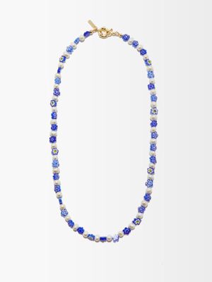 Éliou - Corinna Pearl, Glass & Gold-plated Necklace - Mens - Blue