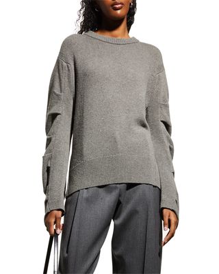 Elira Pleated-Sleeve Cashmere Sweater